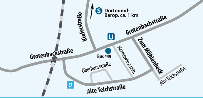 Anfahrtsskizze Alte Teichstraße 9 · 44225 Dortmund